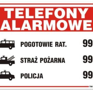 TABLICA 25*17.5CM TELEFONY ALARMOWE