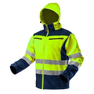 KURTKA ROBOCZA OSTRZEGAWCZA SOFTSHELL Z KAPTUREM ŻÓŁTA L